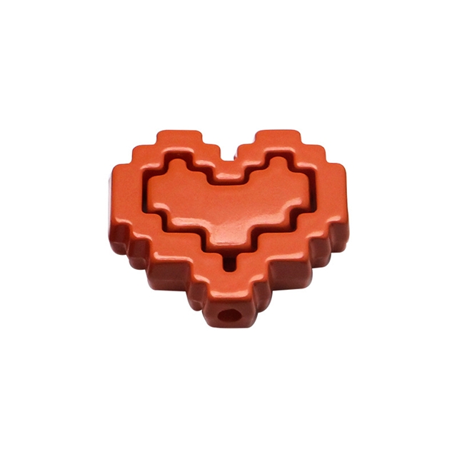 acrylic pixel heart border block assembly with acrylic beads