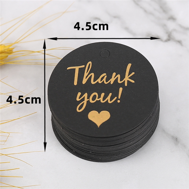 paper black and white gold hot stamping thank you tag（100 pcs/pack）