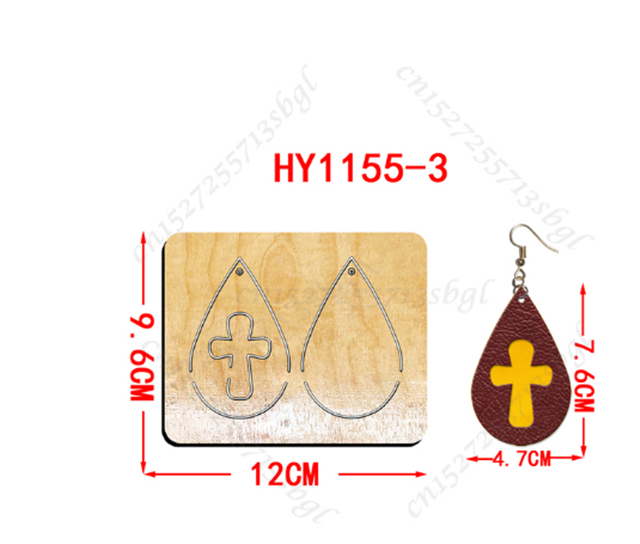wooden teardrop-shaped cross diy wooden die cutting leather mold