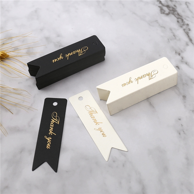 paper black and white gold hot stamping thank you tag（100 pcs/pack）