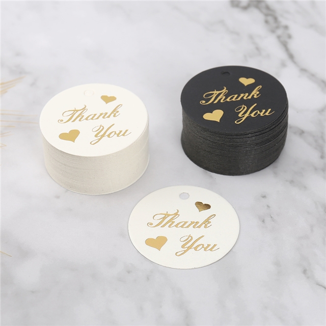 paper black and white gold hot stamping thank you tag（100 pcs/pack）
