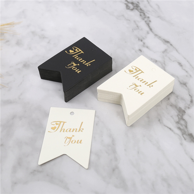 paper black and white gold hot stamping thank you tag（100 pcs/pack）