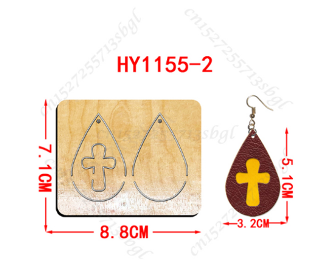 wooden teardrop-shaped cross diy wooden die cutting leather mold