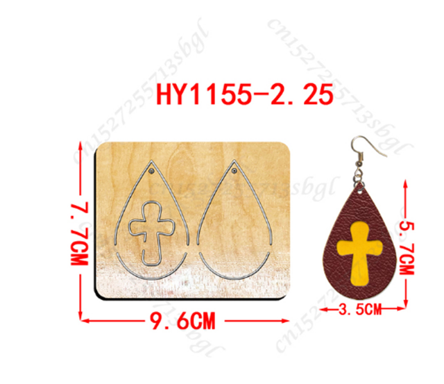 wooden teardrop-shaped cross diy wooden die cutting leather mold