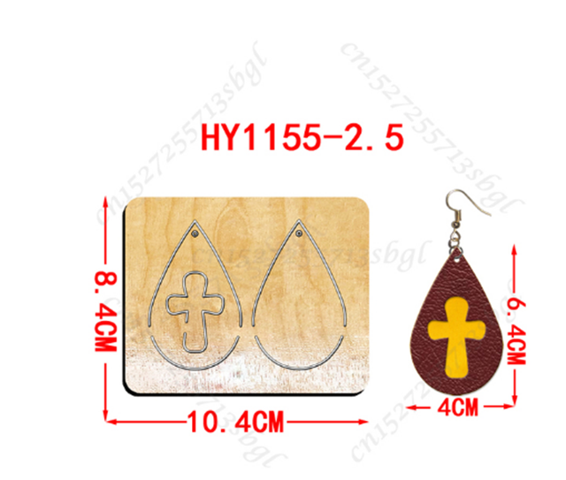 wooden teardrop-shaped cross diy wooden die cutting leather mold