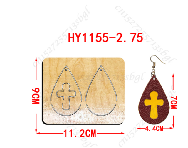 wooden teardrop-shaped cross diy wooden die cutting leather mold
