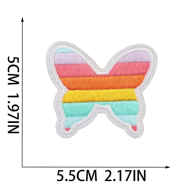 back with glue thread rainbow butterfly heart star embroidery patch（back with glue)