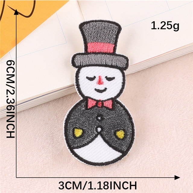 polyester thread cartoon snowman series self+adhesive patch