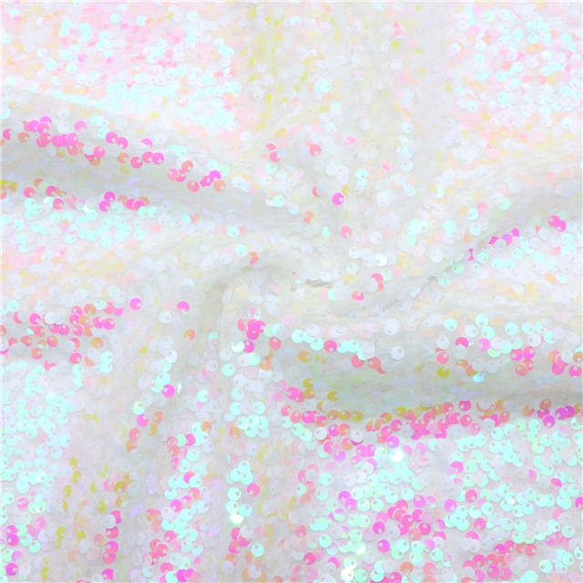 sequins fabric 6#,white+pink,50*130cm(19.7*51.2