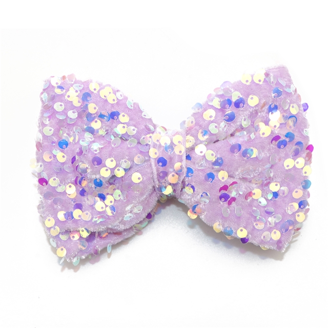 5 inches polyester+pet 5 inches sequin bowknot accessories transparent iridescent sequins,45#,light purple