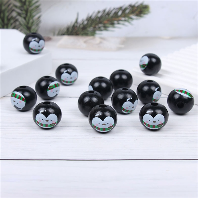 wooden christmas penguin snowman wood beads