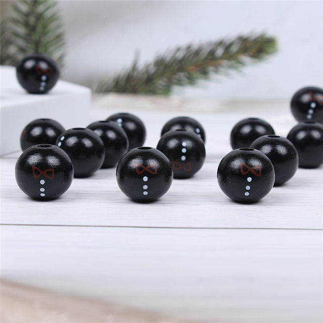 wooden christmas penguin snowman wood beads