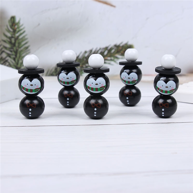 wooden christmas penguin snowman wood beads