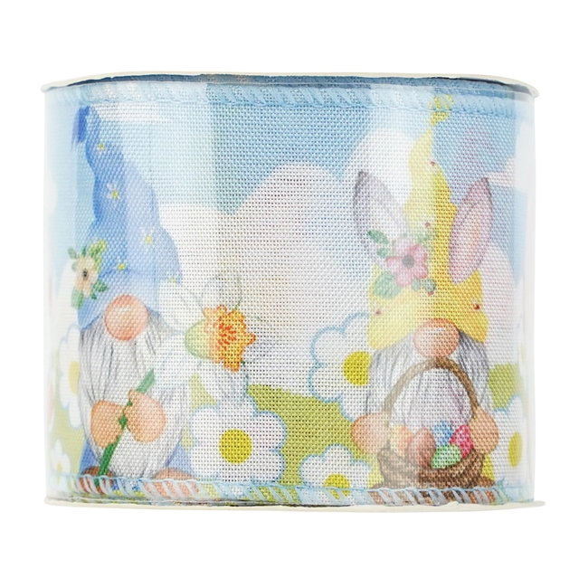 polyester easter gnome series fine linen wired ribbon