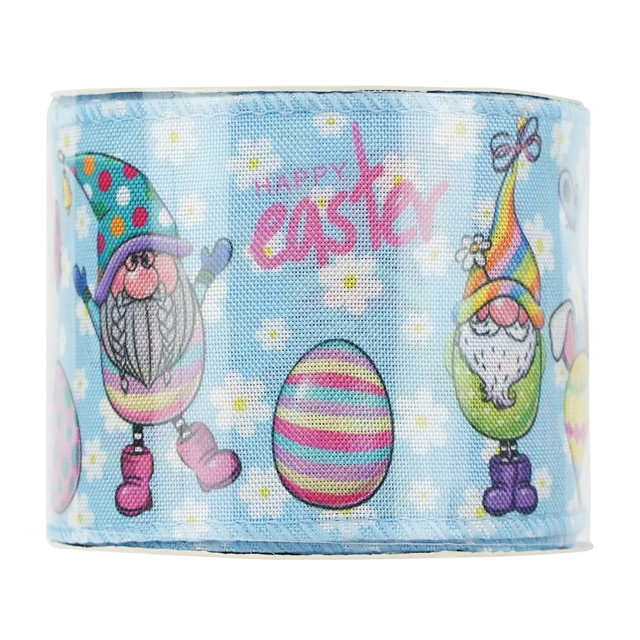 polyester easter gnome series fine linen wired ribbon