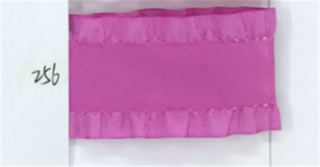 satin flounced ribbon 256# rose red,40mm(1.6