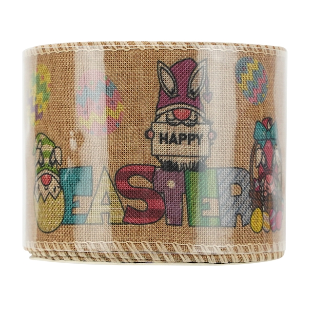 polyester easter gnome series fine linen wired ribbon
