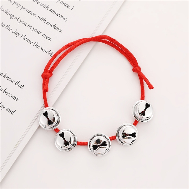 Adjustable Christmas Bell Bracelet Red rope+silver bell