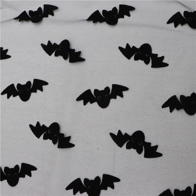halloween velvet bat mesh fabric