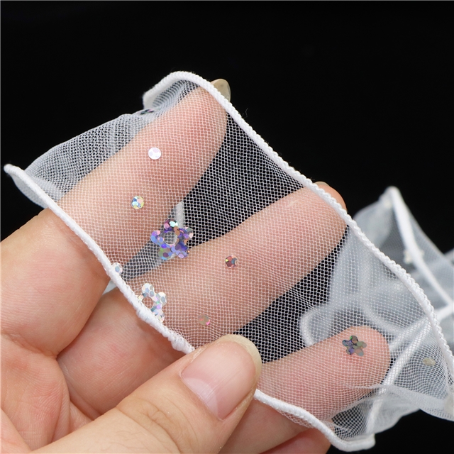 mesh laser flower line edged wired mesh ribbon