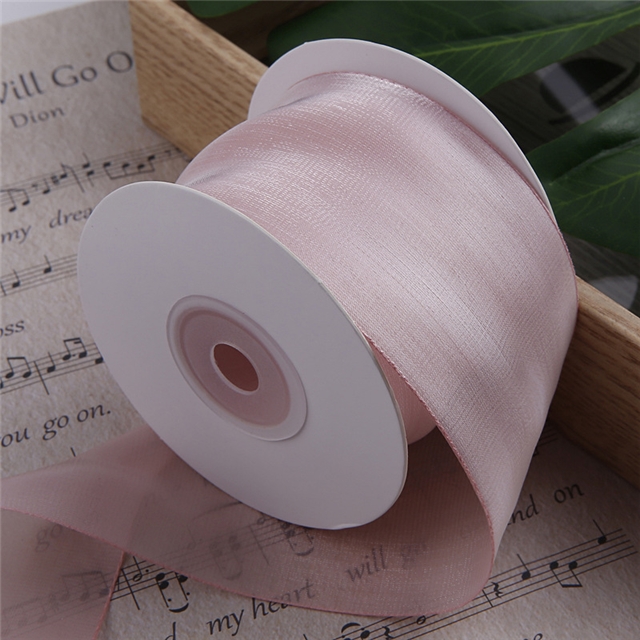 plain silk snow yarn ribbon 001,han pink,50mm(2