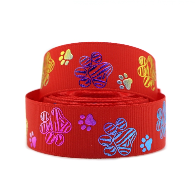 7/8" COLOR SILVER GROSGRAIN multi color foil grosgain red,5yard