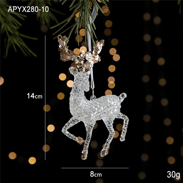 Acrylic Christmas glitter acrylic transparent decorative pendant