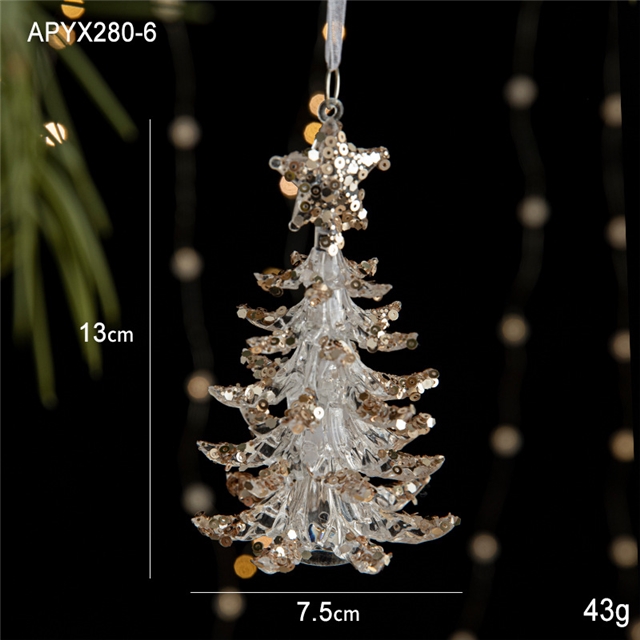 Acrylic Christmas glitter acrylic transparent decorative pendant
