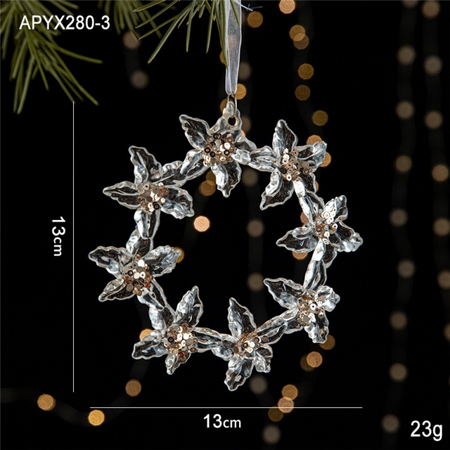 Acrylic Christmas glitter acrylic transparent decorative pendant