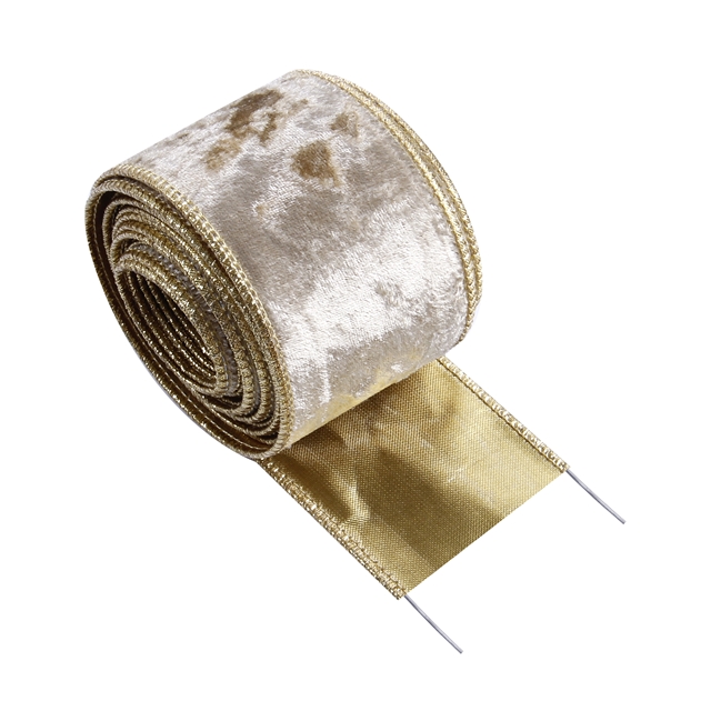 polyester fibre christmas single side velvet wire line edged ribbon