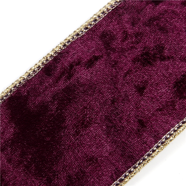 polyester fibre christmas single side velvet wire line edged ribbon