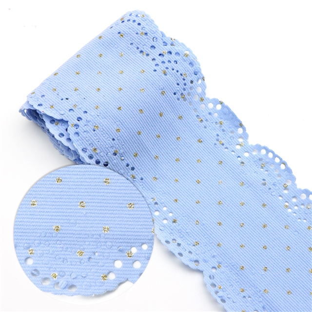 fabric glitter dots lace corduroy ribbon sky blue,90mm(3.6