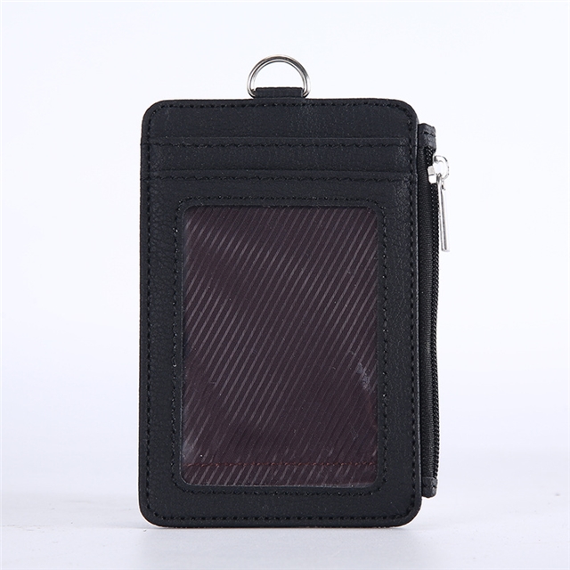synthetic leather employee’s card case easy pull retractable buckle keychain hang rope coin purse
