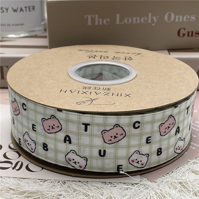 polyester cute plaid letter teddy bear ribbon