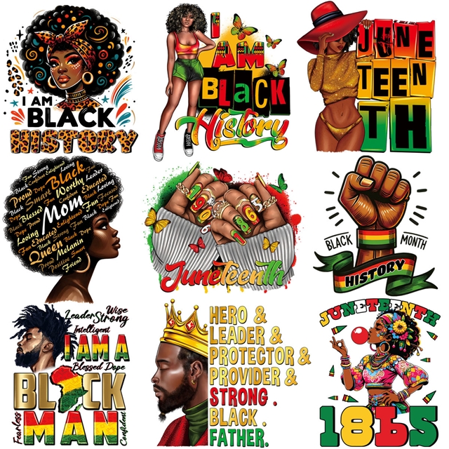 juneteenth series heat transfer Iron on stickers