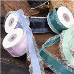 solid color polyester cotton splicing double ruffle ribbon(50 yards/roll)