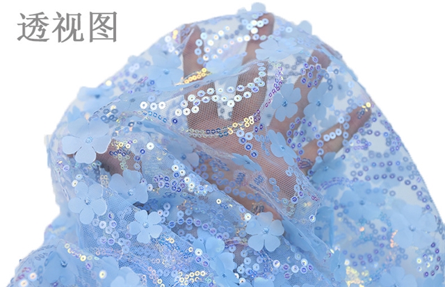 sequin embroidered butterfly flower mesh fabric