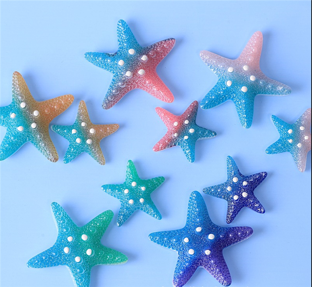 plastic/resin gradient color rainbow starfish 3d resin accessories