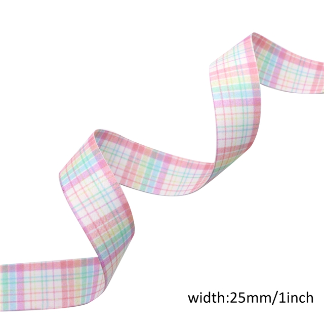 polyester double sided plaid printed ribbon vertical bar plaid*25mm(1