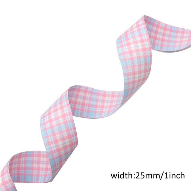 polyester double sided plaid printed ribbon double color plaid*25mm(1