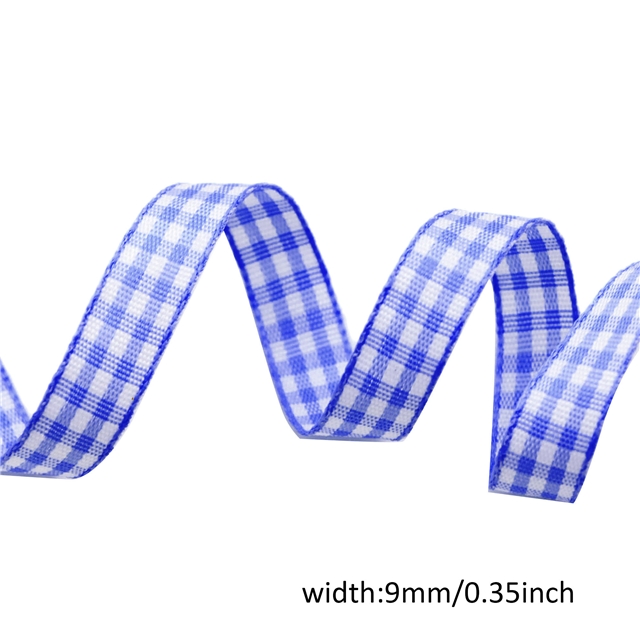 polyester plain colour lattice bowknot gift wrapping ribbon royal blue,9mm(3/8