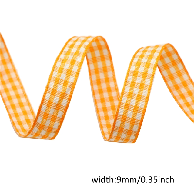 polyester plain colour lattice bowknot gift wrapping ribbon orange,9mm(3/8