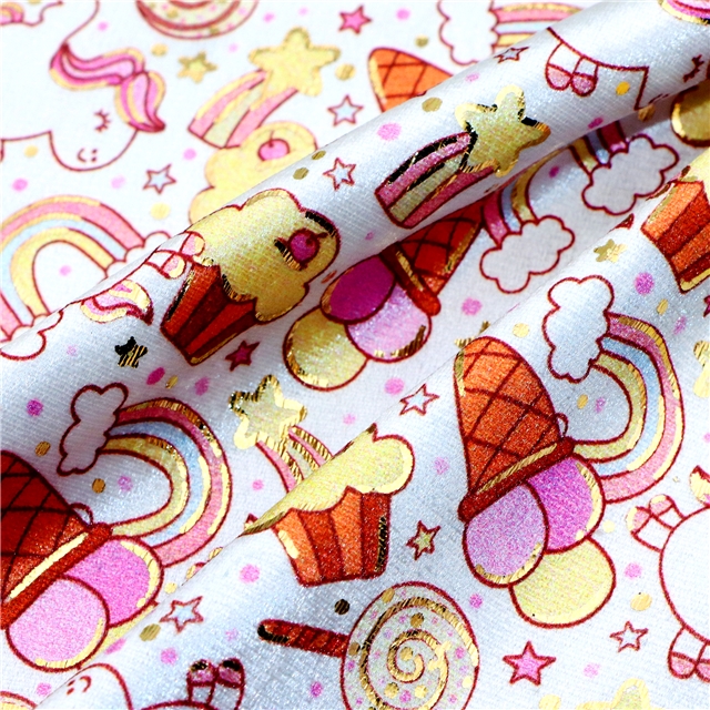 self printed gold foil faux leather fabric
