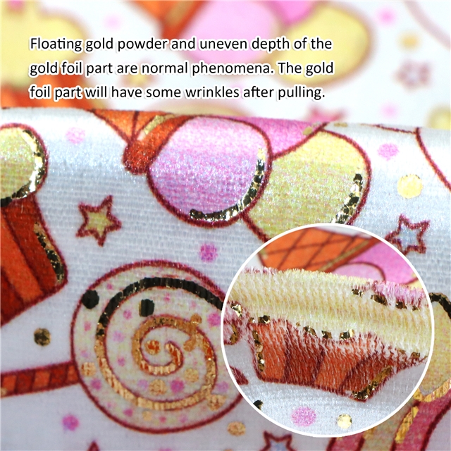 self printed gold foil faux leather fabric