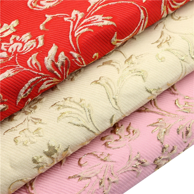 10% metal wire 30% nylon 60% polyester relief flower jacquard fabric pink,50*147cm(19.7*57.9