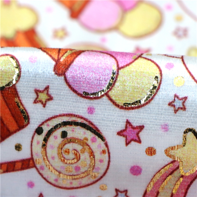 self printed gold foil faux leather fabric