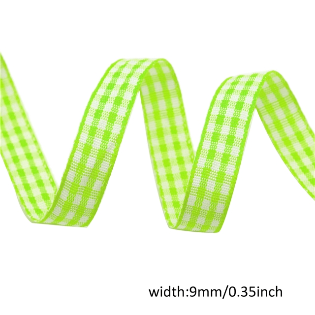 polyester plain colour lattice bowknot gift wrapping ribbon light green,9mm(3/8