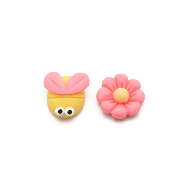 resin cartoon animals combination series 3d resin accessories set（2pcs/pack） honeybee+flower