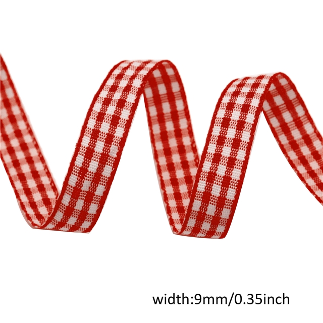 polyester plain colour lattice bowknot gift wrapping ribbon red,9mm(3/8