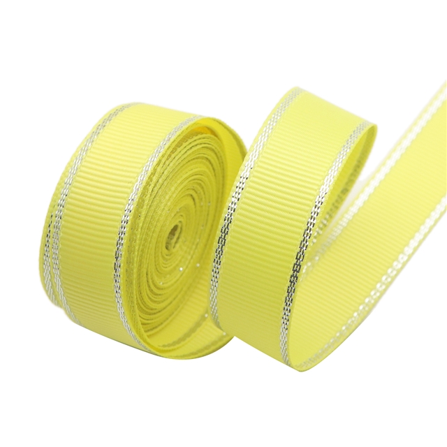5/8" 16mm SILVER GROSGRAIN silver ribbon 5/8" 640 lemon,5yard